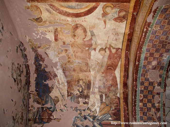 DETALLE DEL MARTIRIO EN LA HOGUERA DE LOS SANTOS COSME Y DAMI�N POR LISIAS