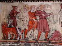 PINTURAS DEL MURO SUR, JUNTO A CABECERA. MILAGRO DEL MONTE G�RGAMO