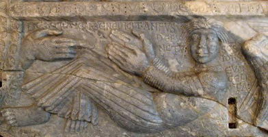 EL DIFUNTO RECIBIENDO LA BENDICI�N DE LA DERECHA DIVINA. TRAS EL JUAN, EVANGELISTA