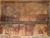 CRISTO, BAJO LA B�VEDA DE SU IGLESIA RECIBIENDO LA BARCA CON EL ALMA DE LOS JUSTOS