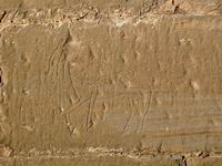 GRABADO EN SILLAR DEL MURO SUR: CABALLO CON JINETE
