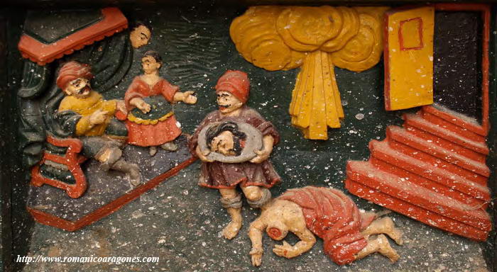 DETALLE DEL RETABLO: DECAPITACIÓN DE SAN JUÁN
