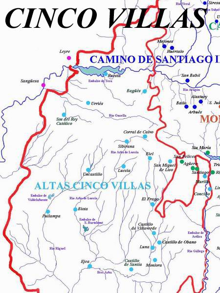 MAPA ORIENTATIVO DE LAS CINCO VILLAS ZARAGOZANAS